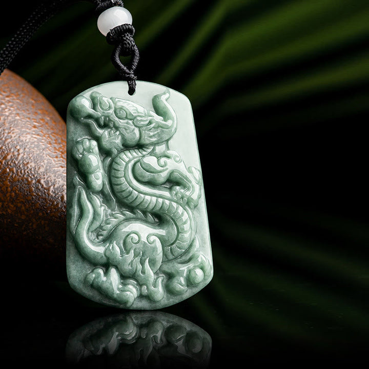 Kette Jade Drachen Amulett Tierkreis Erfolg grün