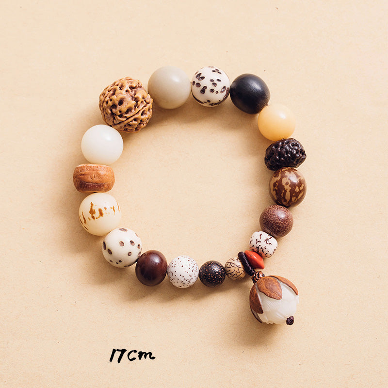 Armband Bodhi Lotus – Frieden mit natürlichen Perlen beige braun