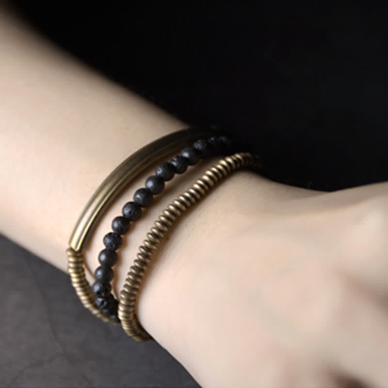 Armband Lava Rock Kupfer Schwarz Minimalistisch