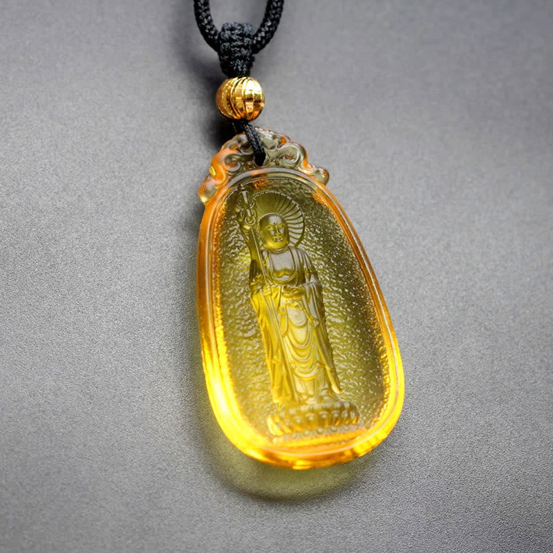 Kette Buddha Liuli Ksitigarbha Klarheit Bernstein Anhänger