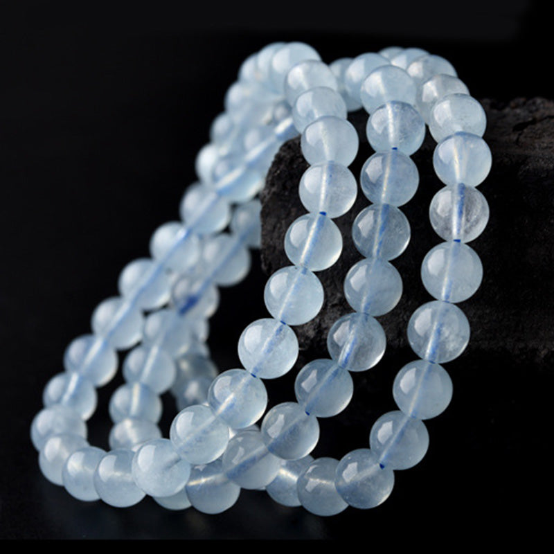 Armband Aquamarin – Heilung & Frieden transparente Perlen elastisch Naturstein