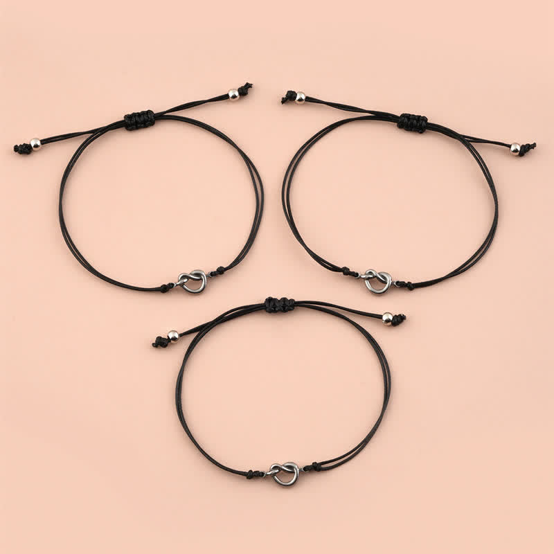 Drei schwarze Armbänder Freundschaft Best Friend mit Silberelementen.