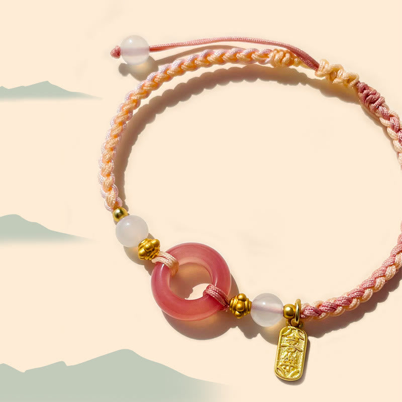 Armband Achat – Frieden Energie mit rosa Stein und Perlen elegant.