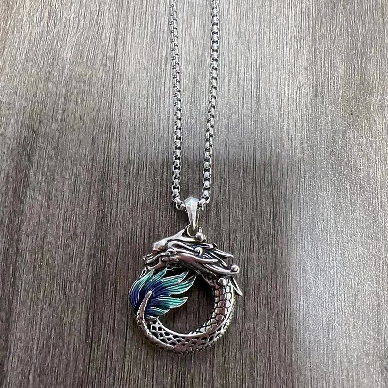 Tibetische Kette Kupfer Drachen Silber Stärke Kette
