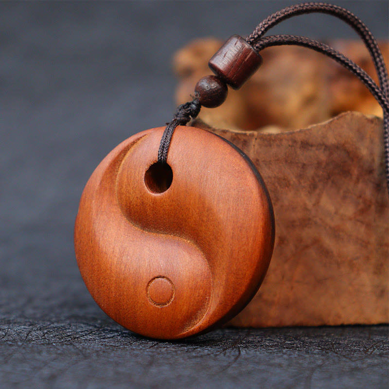 Holz Anhänger Yin Yang Balance Harmonie Schutz
