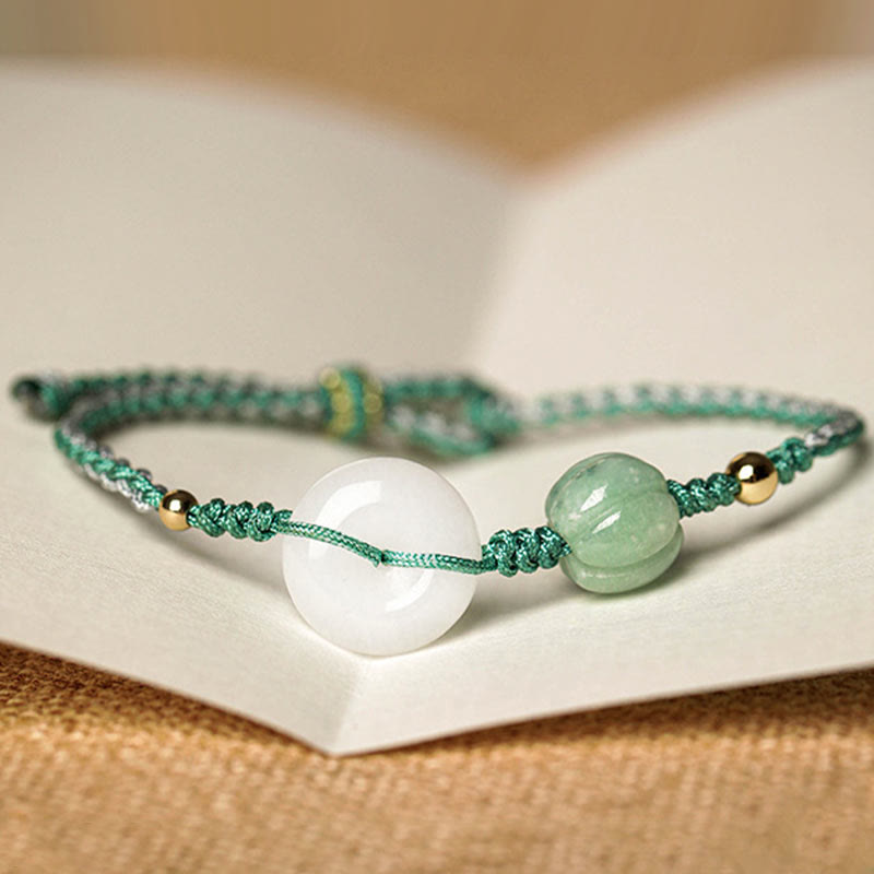 Armband Weiße Jade mit grünem Aventurin Naturstein elastisch verstellbar