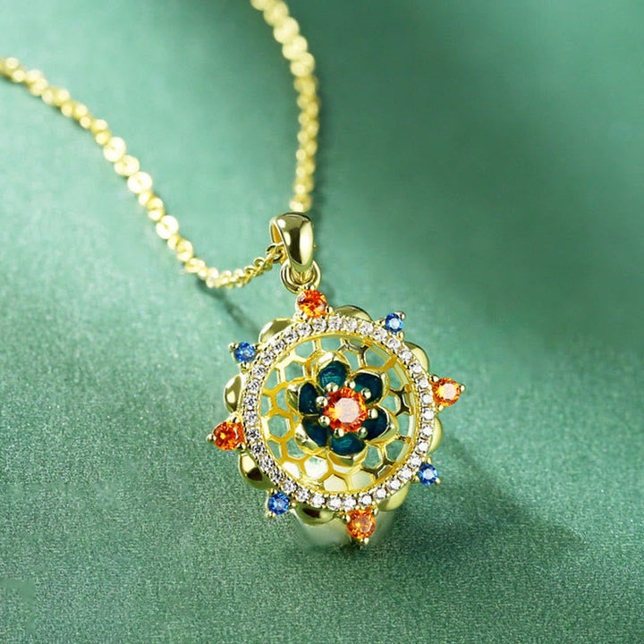 Zirkonia Lotus Blume Anhänger Kristall Schmuck