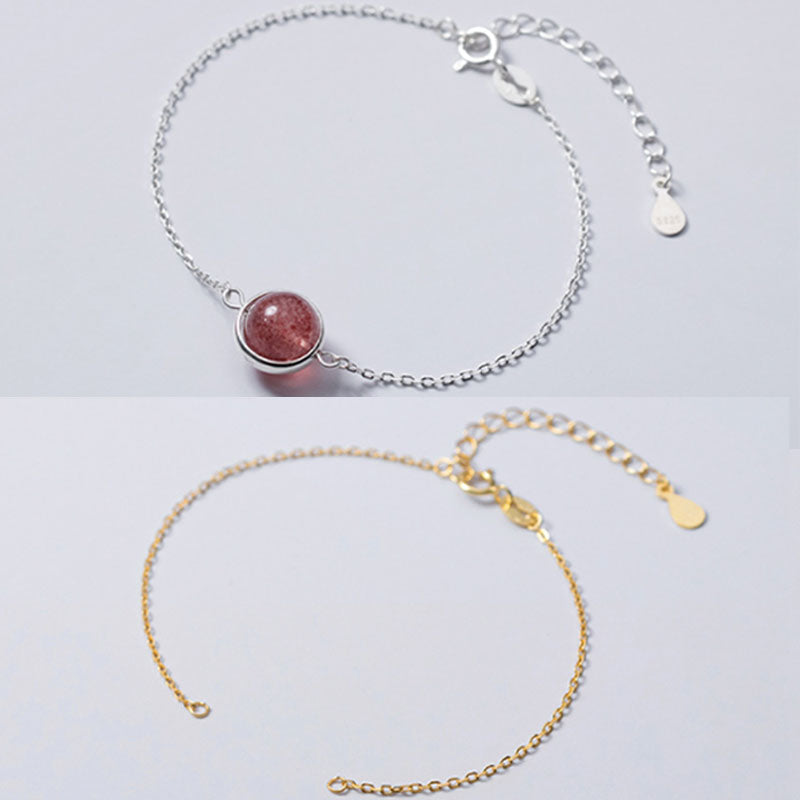 Rosenquarz Armband 925 Silber Kette adjustierbar elegant Schmuck