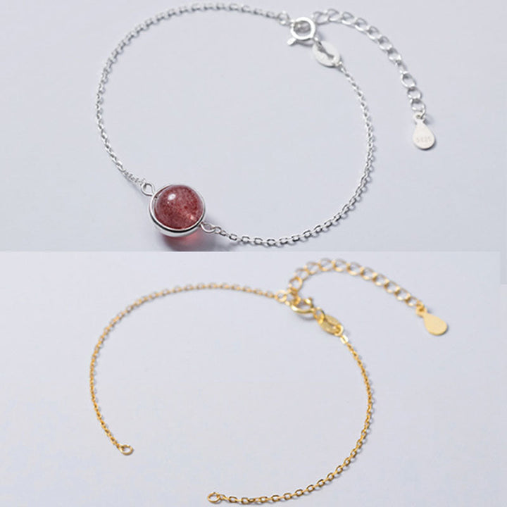 Rosenquarz Armband 925 Silber Kette adjustierbar elegant Schmuck