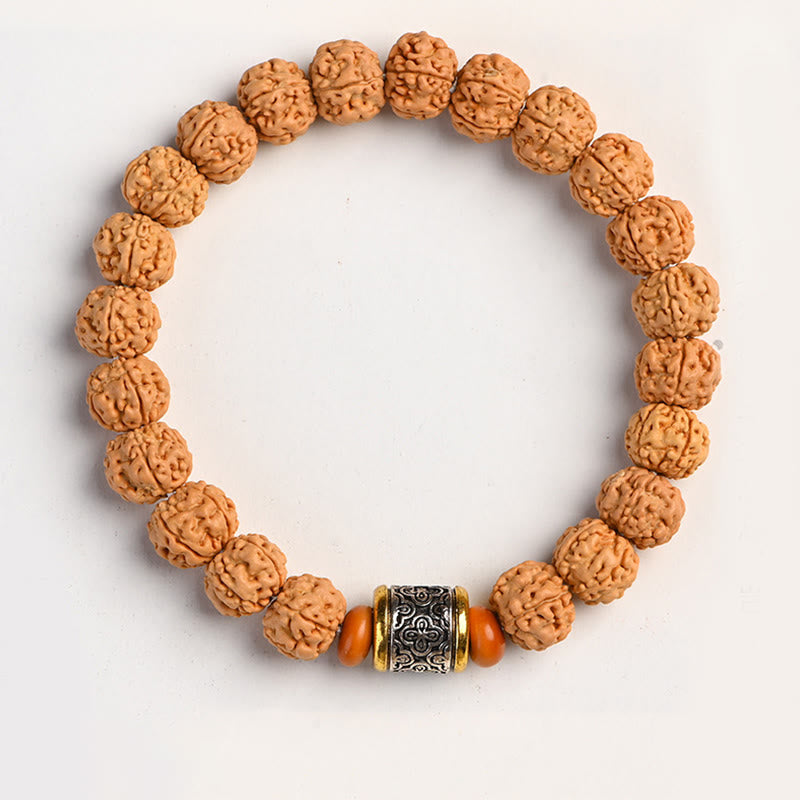 Bodhi Armband mit silbernem Verschluss und orangefarbenen Perlen Naturstein