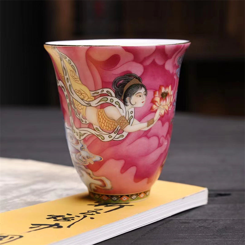 Teebecher Fliegende Apsara Dunhuang Keramik Dunhuang Fliegende Apsara Pink 100ml
