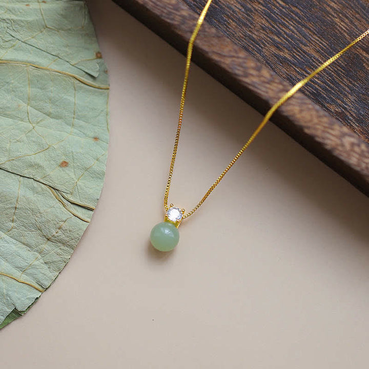 Anhänger Jade Perle grüner Stein Glück Wohlstand goldene Kette