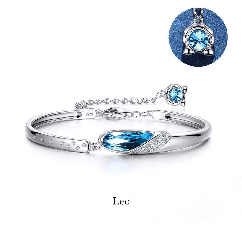 Armband 925 Silber Tierkreiszeichen Leo blauer Kristall Schmuck Anhänger