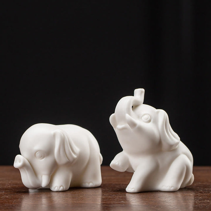 Dekofiguren Weiß Elefant Porzellan 2Pcs Elephant