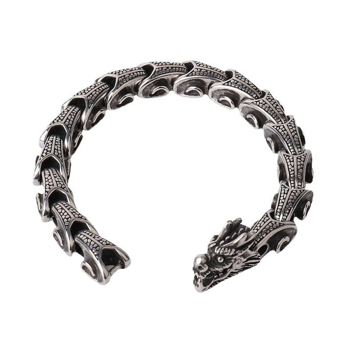 Silbernes Drachen Armband mit detaillierter Gravur und Glücksdesign Armband Drachen – Glück & Energie
