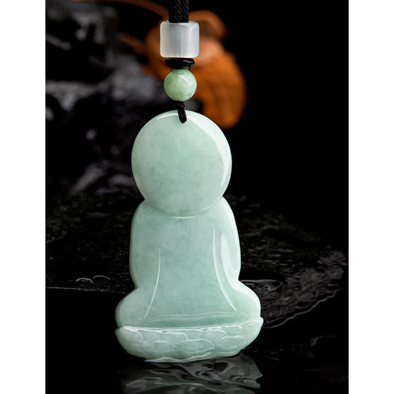Anhänger Kette Jade Amitabha Buddha Mitgefühl grün
