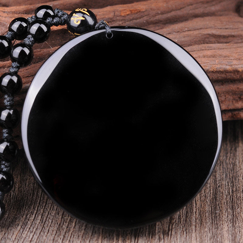 Anhänger Obsidian Drachen Phönix Naturstein Schwarzer Stein Schmuck Anhänger