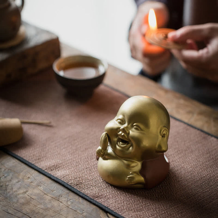 Räucherstäbchenhalter Lachender Buddha Keramik Lachender Buddha