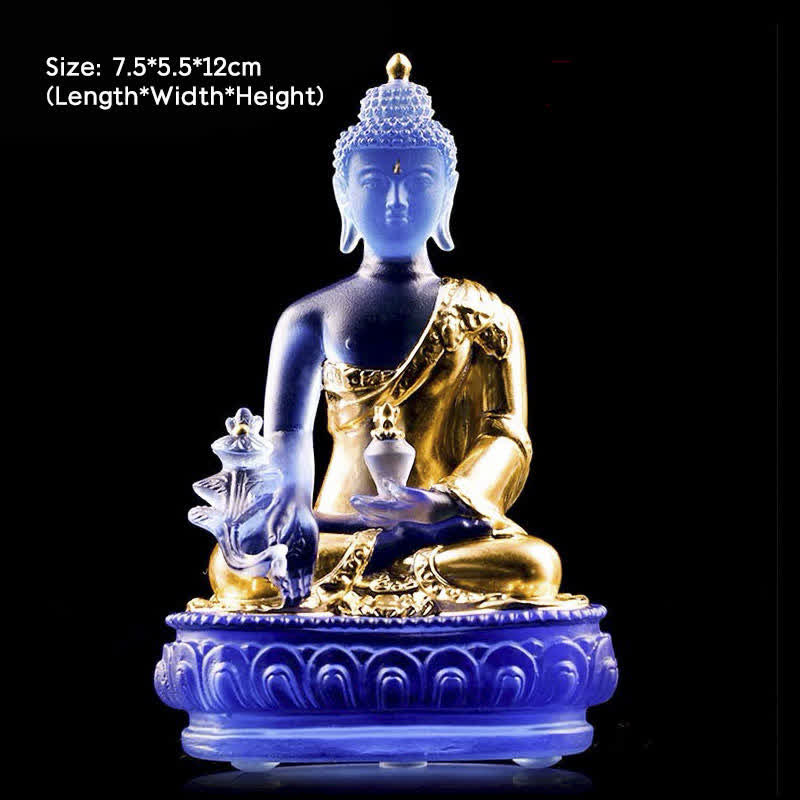 Buddha Statuen Medizin Liuli Kristall Medizin-Buddha Gold, Medium