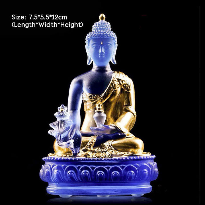 Buddha Statuen Medizin Liuli Kristall Medizin-Buddha Gold, Medium