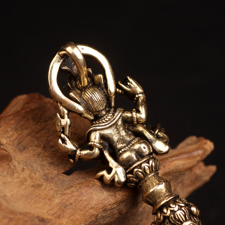 Messing Vajra Anhänger tibetisch Ganesha Dorje Wohlstand