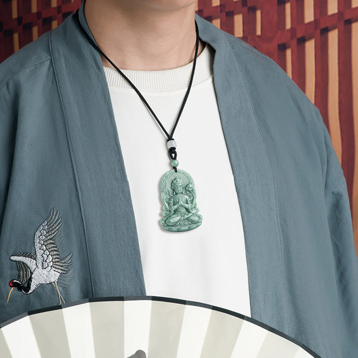 Kette grüne Jade Avalokitesvara Natur Segen