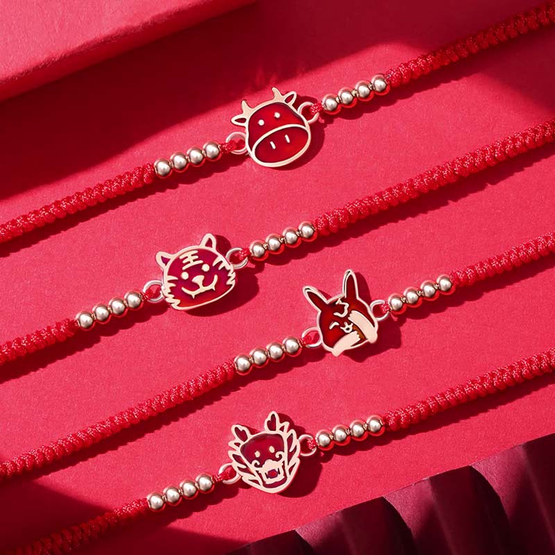 Armband Chinesisches Tierkreis – Glück mit Perlenbesatz Rot