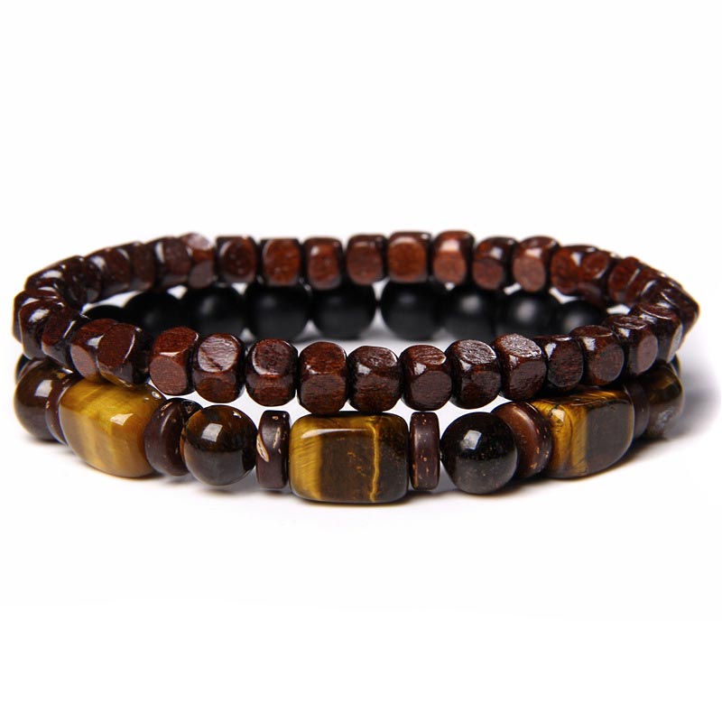 Armband Tigerauge Hämatit Holz – Mut und Kraft Naturstein