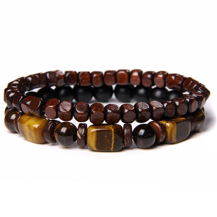 Armband Tigerauge Hämatit Holz – Mut und Kraft Naturstein