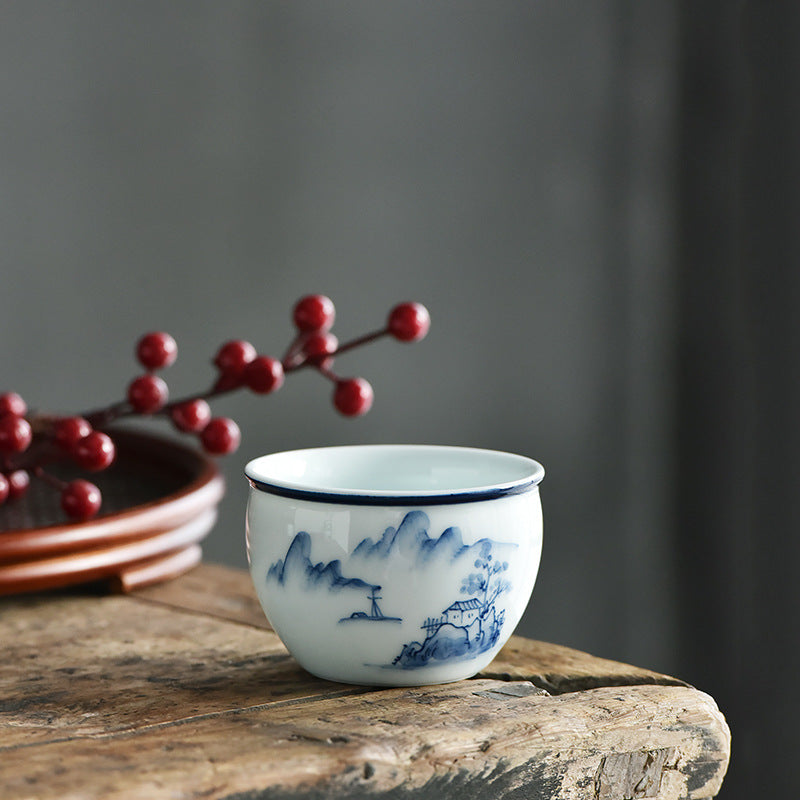 Grosse Teetasse Koi Lotus Berge Keramik Berge & Haus
