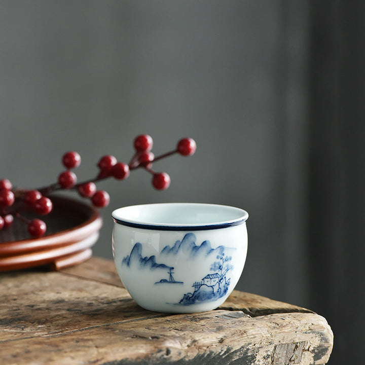 Grosse Teetasse Koi Lotus Berge Keramik Berge & Haus