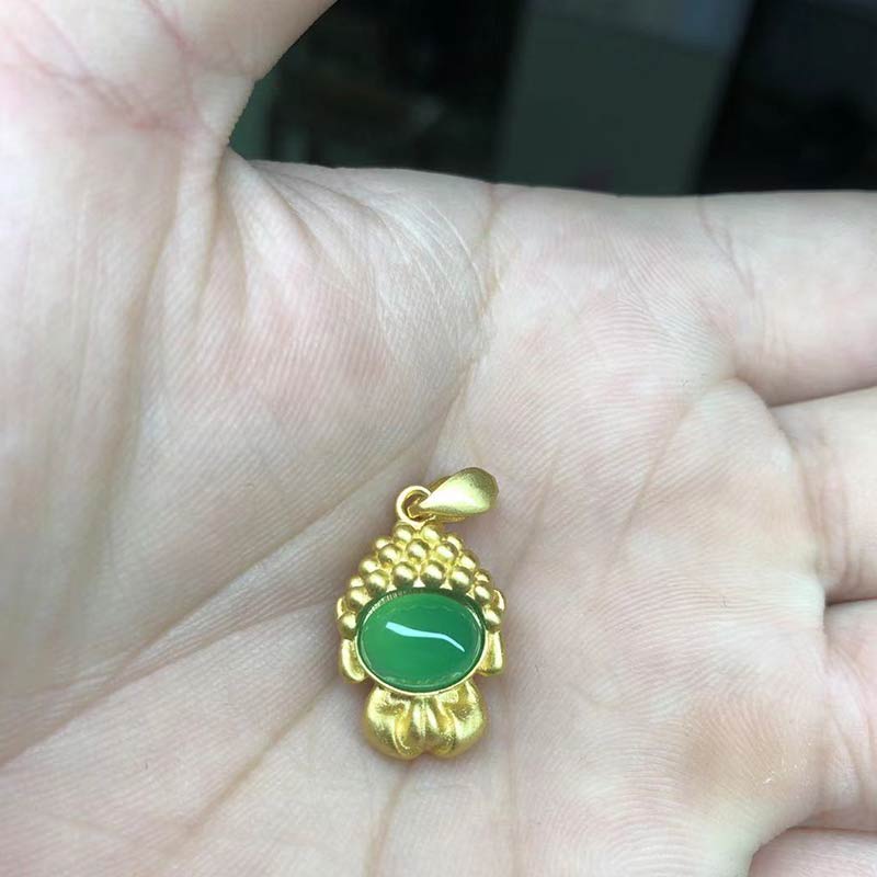 Anhänger Kette Jadeit Buddha Erfolg Gold grün