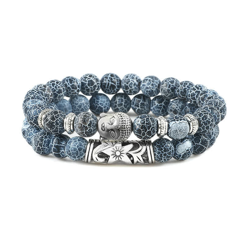 Armband Kristall Achat – Schutz Naturstein Buddha elastisch grau