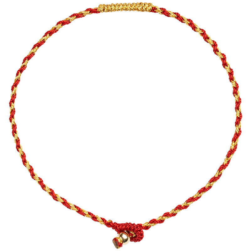 Rotes und goldenes geflochtenes Armband mit Knoten Glück