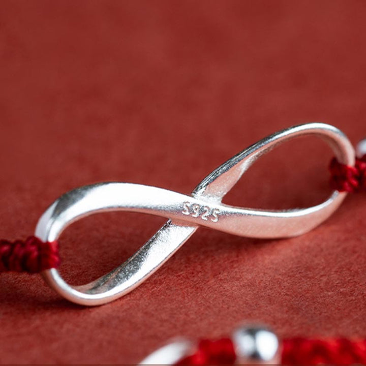 Armband 925 Silber Endlosknoten Roter Faden - Schutz & Glück