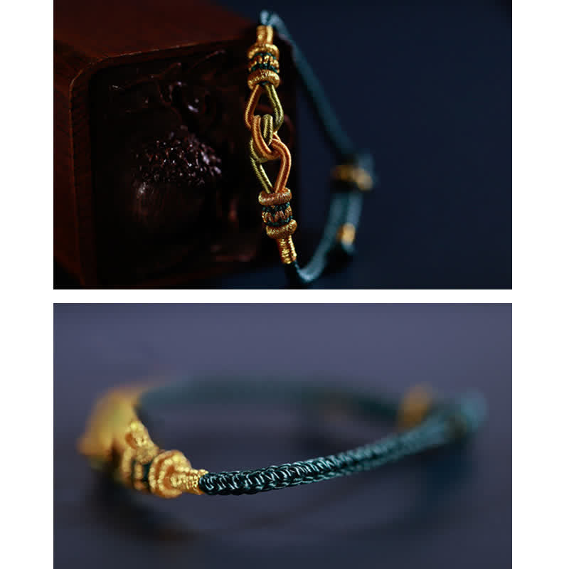 Geflochtenes Armband mit goldenen Perlen Stärke Geflochten elegant