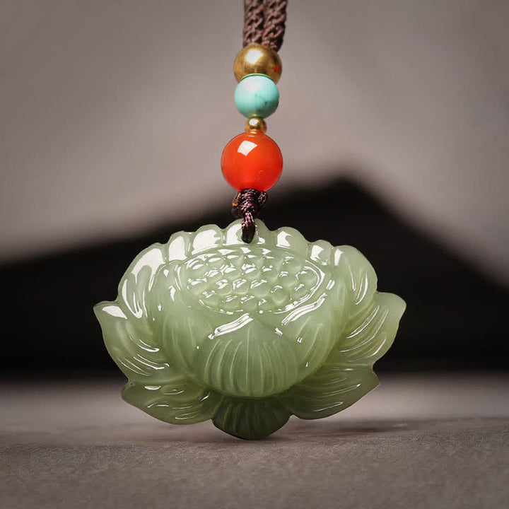 Kette, Hetian-Jade, Lotus-Blume, Erfolg, Harmonie, Grün