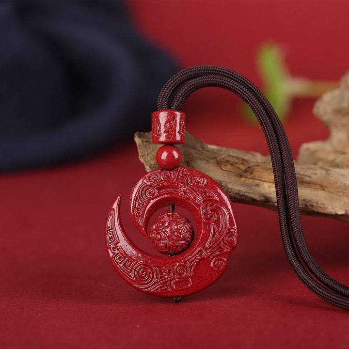 Zinnober Kette Anhänger Buddha Rot Glück
