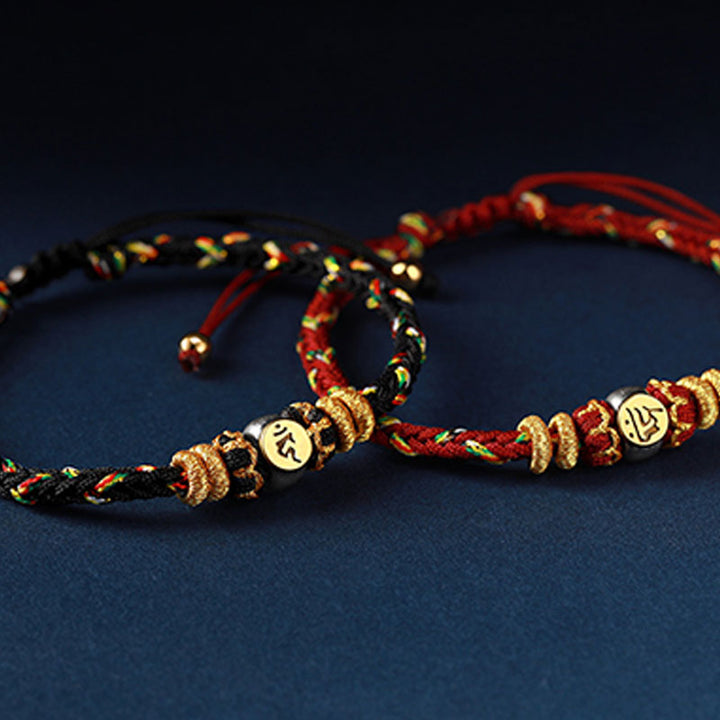 Rotes Armband Silber Chinesisches Tierkreis – Glück geflochtenes Band