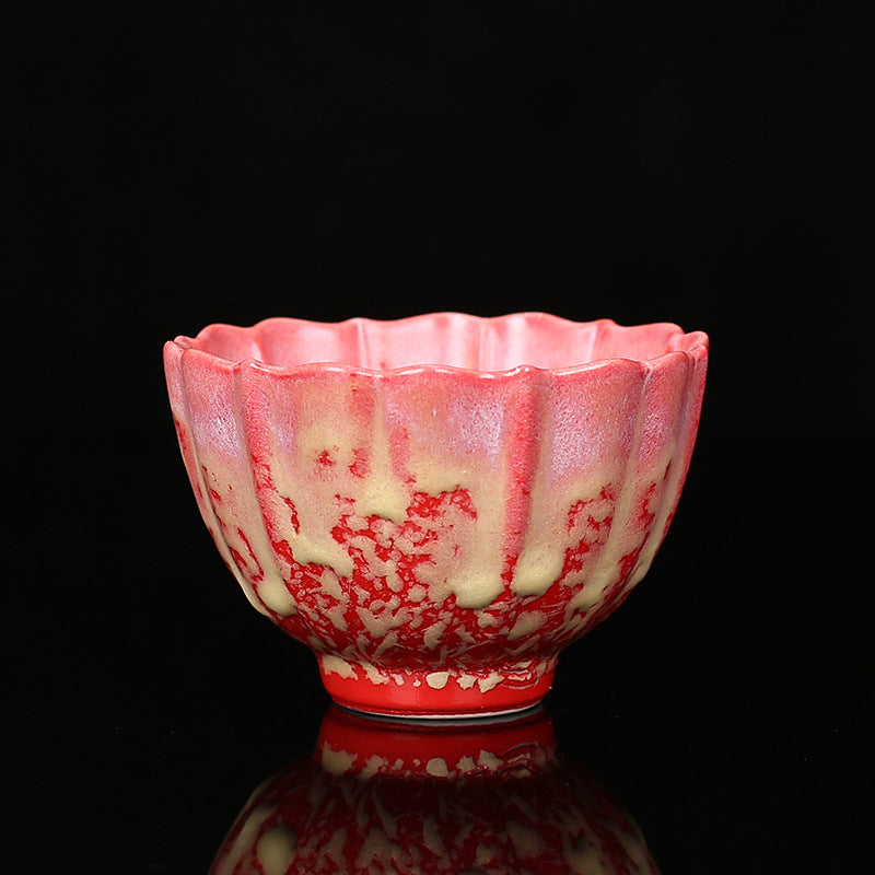 Teetasse Chinesisch Lotus Ofenwandlung Keramik Rot Groß II