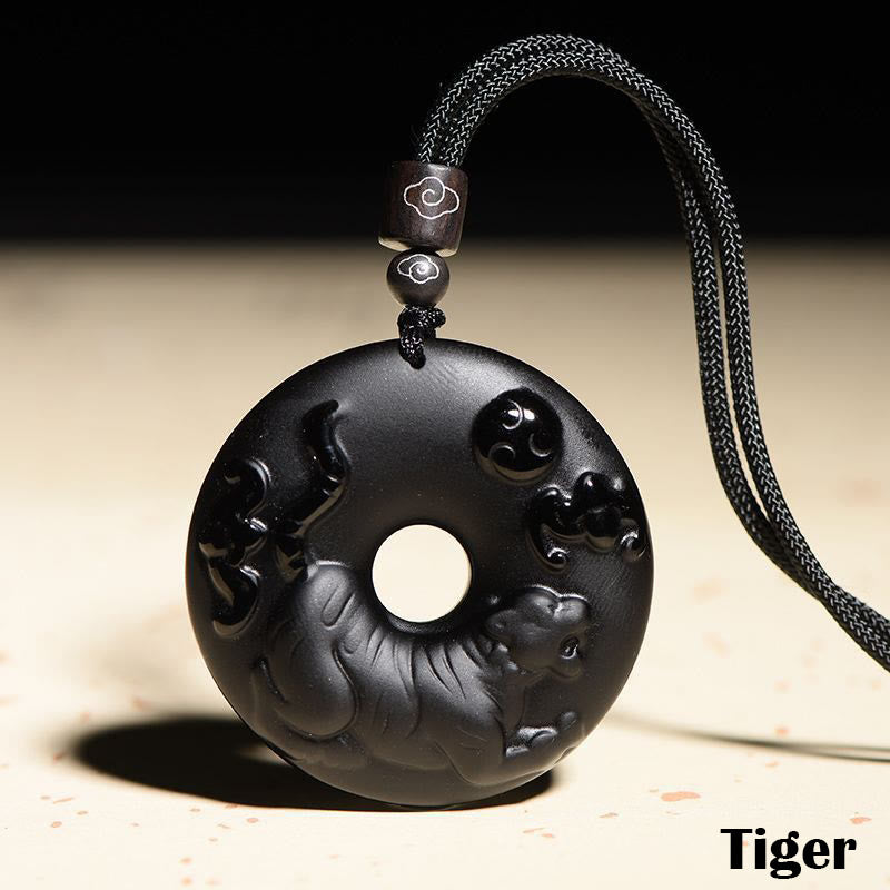 Kette schwarze Obsidian Tierkreis Natur – Frieden | Zen Spirit