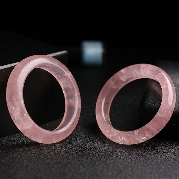 Armband Rosenquarz – Liebe Energie, zwei rosa Ringe Naturstein poliert