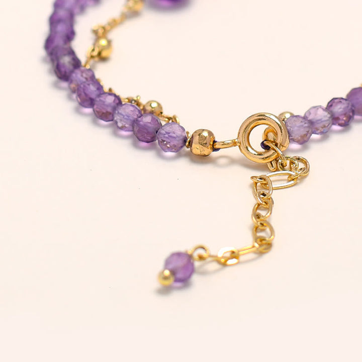 Armband Amethyst Kristall – Heilung Balance lila Edelstein Goldverschluss elegant