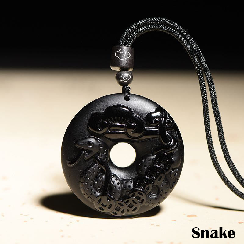 Kette schwarze Obsidian Tierkreis Natur – Frieden | Zen Spirit
