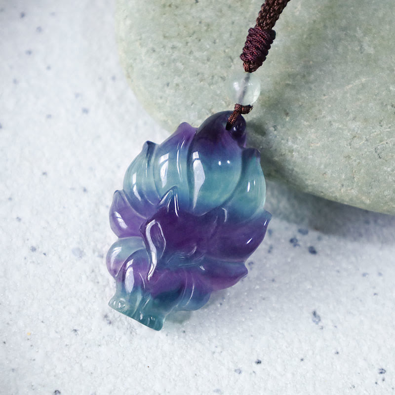 Fluorit Fuchs Kette Schutz Harmonie Anhänger lila blau Naturstein