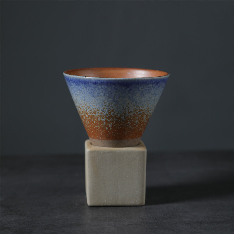 Teetasse Mit Untertasse Vintage Keramik 200ml Braun Blau