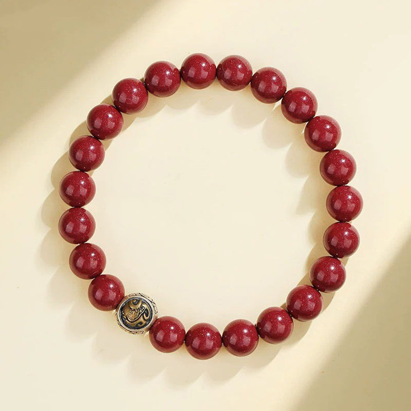 Rotes Zinnober Armband 925 Silber Perlen Segen Energie elastisch getragen