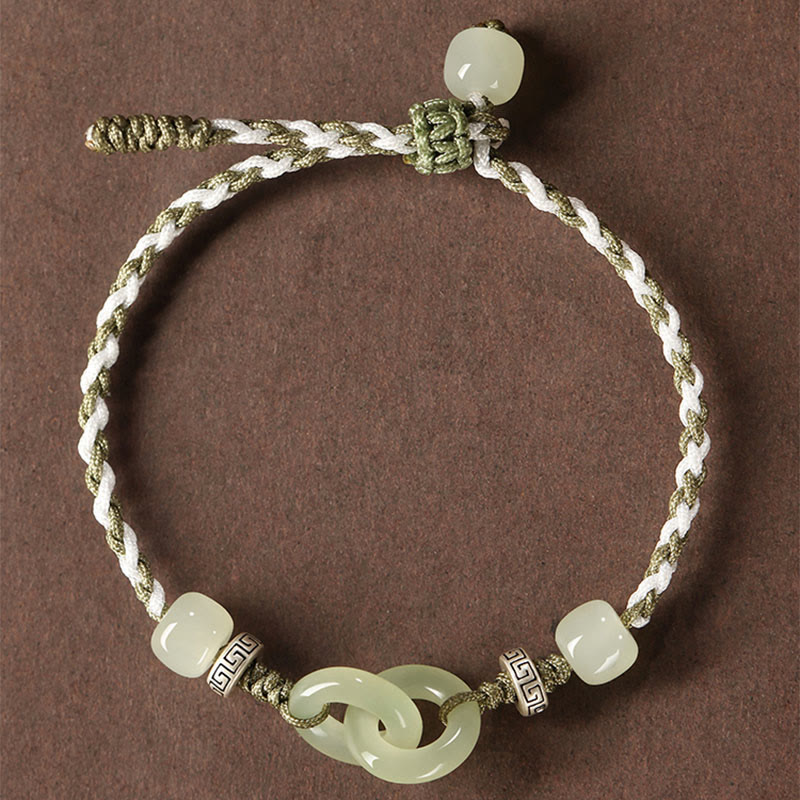 Armband Jade Glück Frieden Balance cremeweiß Perlen Kordel elegant