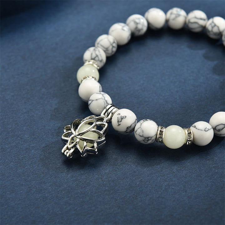 Armband Leuchtstein Türkis Lotus "Schutz"
