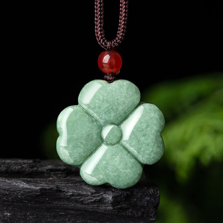 Anhänger Kette Jade Kleeblatt Natur Liebe grün